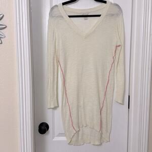 Melrose chic 3/4 sleeves pink and cream sweater top size L